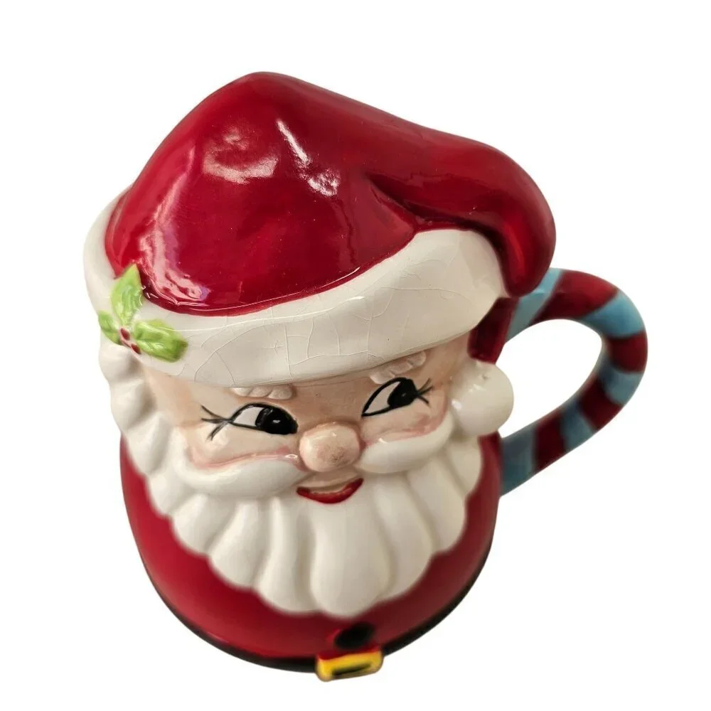 Century TM 1940s-60s Covered Santa Mug 15 Oz Capacity Ceramic